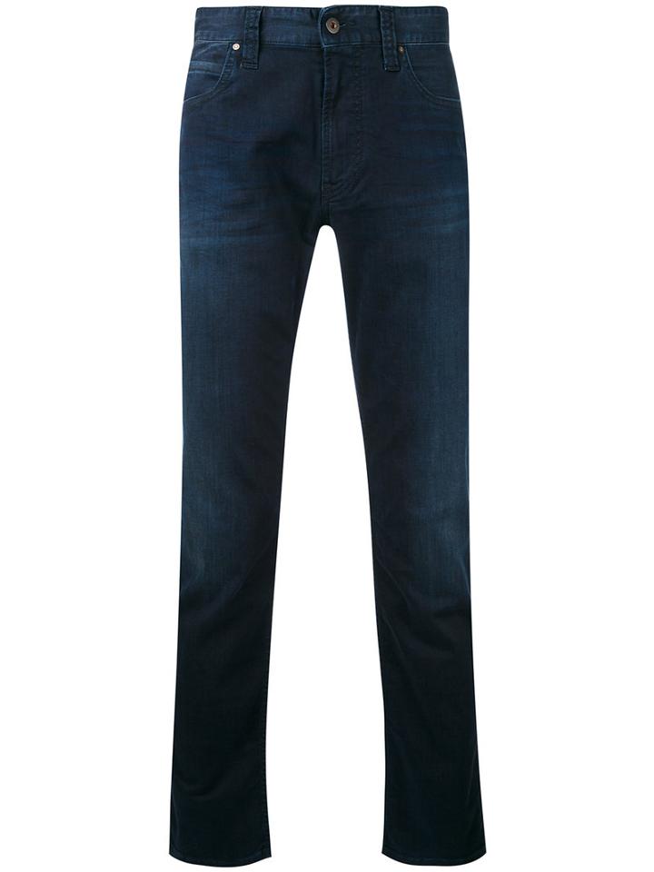 Armani Jeans - Plain Chinos - Men - Cotton/polyester/spandex/elastane - 42, Blue, Cotton/polyester/spandex/elastane