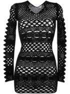 Kenzo Openwork Knit Lace Dress, Women's, Size: L, Black, Viscose/polyester