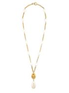 Chanel Vintage Teardrop Pearl Pendant Necklace, Women's, Metallic