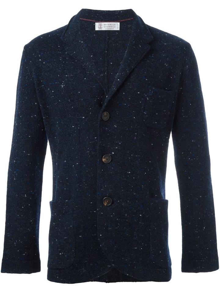 Brunello Cucinelli 'prussia Nuovo' Cardigan, Men's, Size: 48, Blue, Polyamide/cashmere/virgin Wool