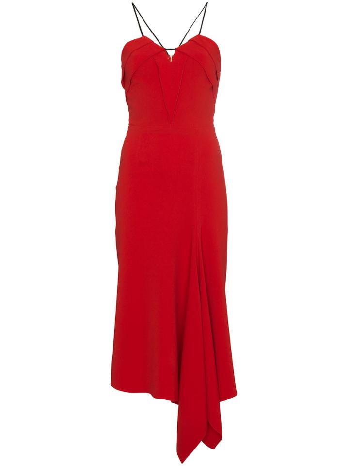 Roland Mouret Fazeley Asymmetrical Dress With Thin Straps - Red