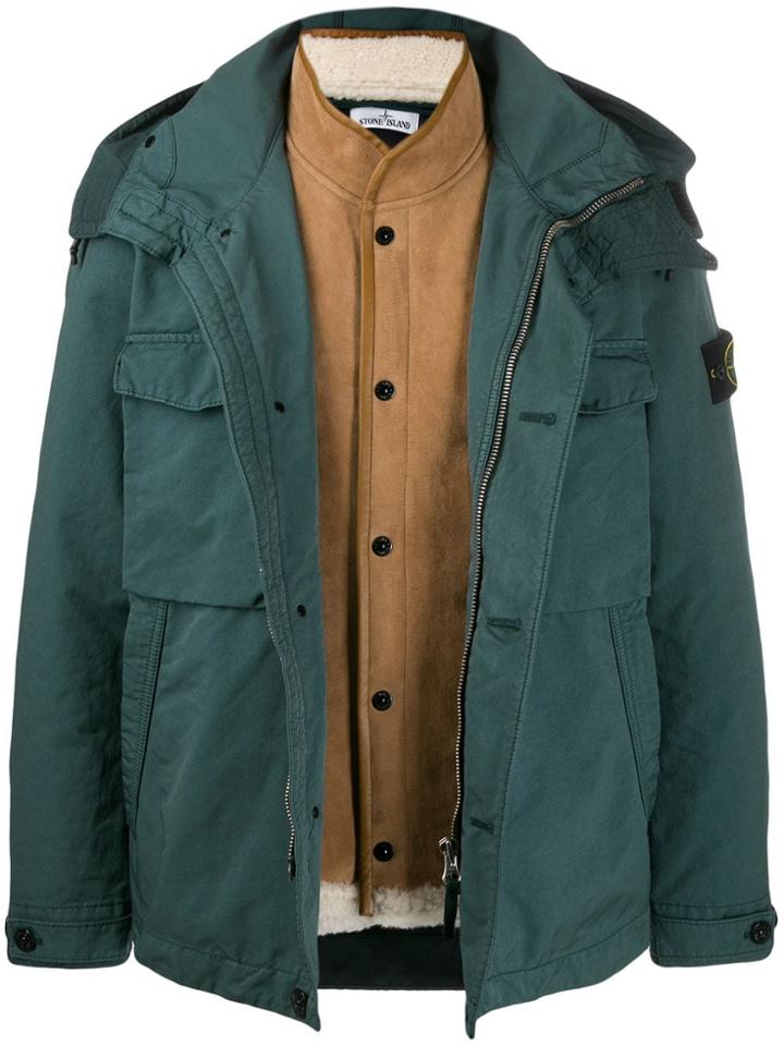 Stone Island David T-c Hooded Down Jacket - Green
