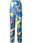 Agnona Multi-pattern Palazzo Trousers - Blue