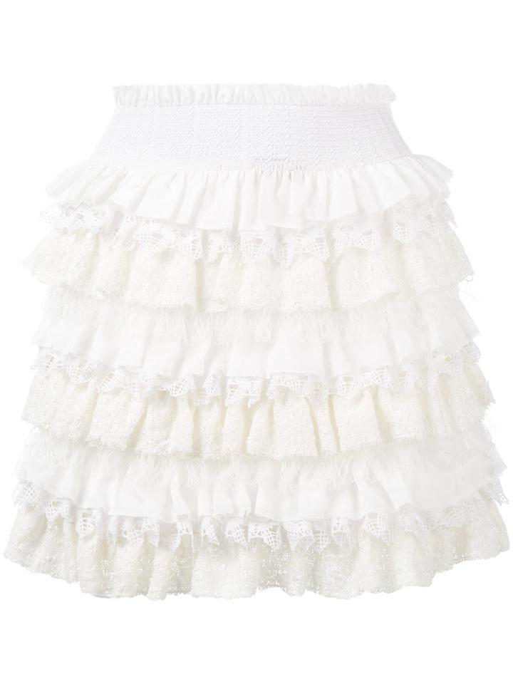 Faith Connexion - Ruffled Mini Skirt - Women - Silk - M, White, Silk