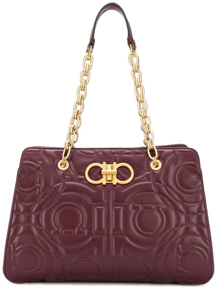 Salvatore Ferragamo Logo Quilted Tote - Red