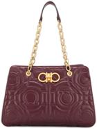 Salvatore Ferragamo Logo Quilted Tote - Red
