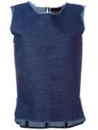 Erika Cavallini Deval Frayed Denim Sleeveless Tank, Women's, Size: 44, Blue, Cotton/spandex/elastane