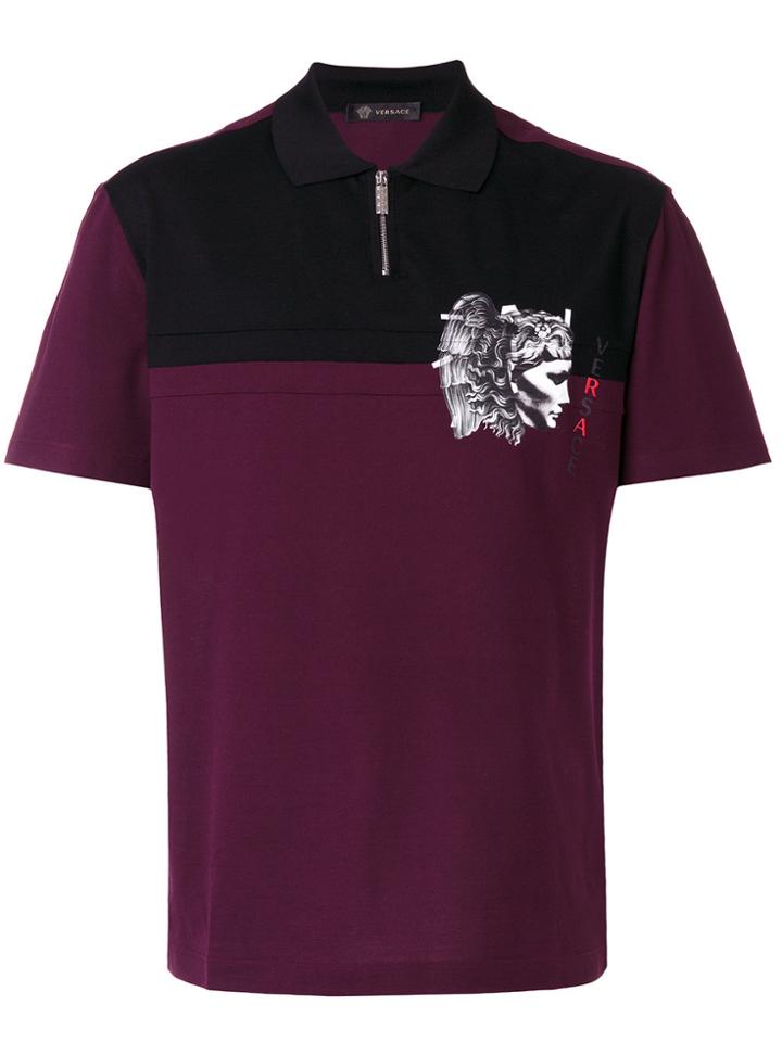 Versace Zip Polo Shirt - Pink & Purple