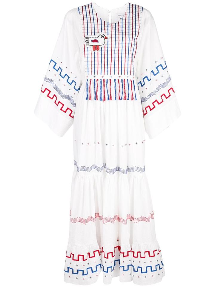 Mira Mikati Printed Tiered Dress - White