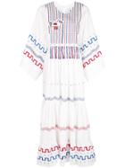 Mira Mikati Printed Tiered Dress - White