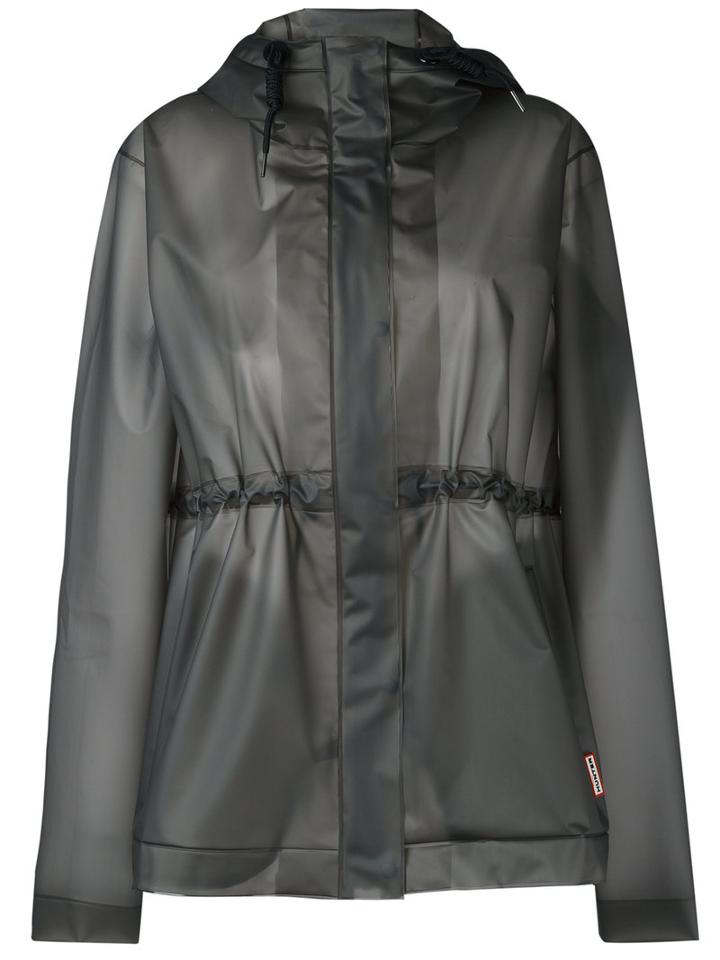 Hunter Hooded Raincoat, Women's, Size: Large, Grey, Polyurethane