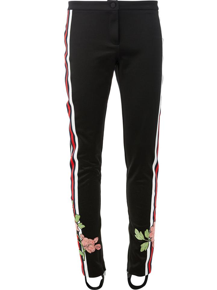 Gucci Jersey Floral Embroidered Stirrup Trousers, Women's, Size: Medium, Black, Cotton/polyester