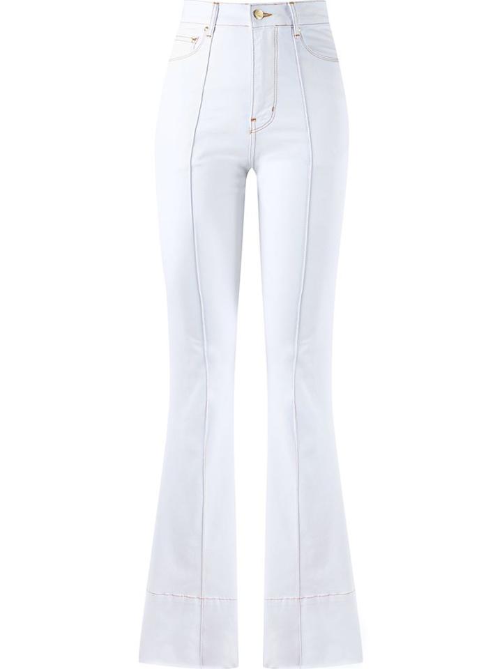 Amapô High Waist Flared Jeans, Women's, Size: 40, White, Cotton/spandex/elastane