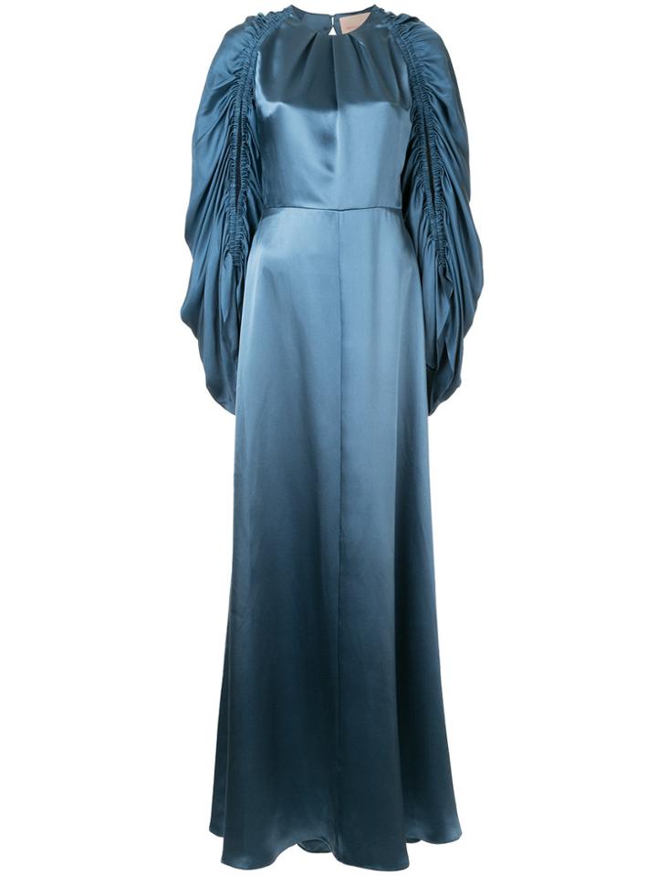 Roksanda Ruchéd Sleeve Evening Dress - Blue