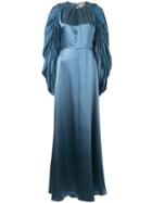 Roksanda Ruchéd Sleeve Evening Dress - Blue