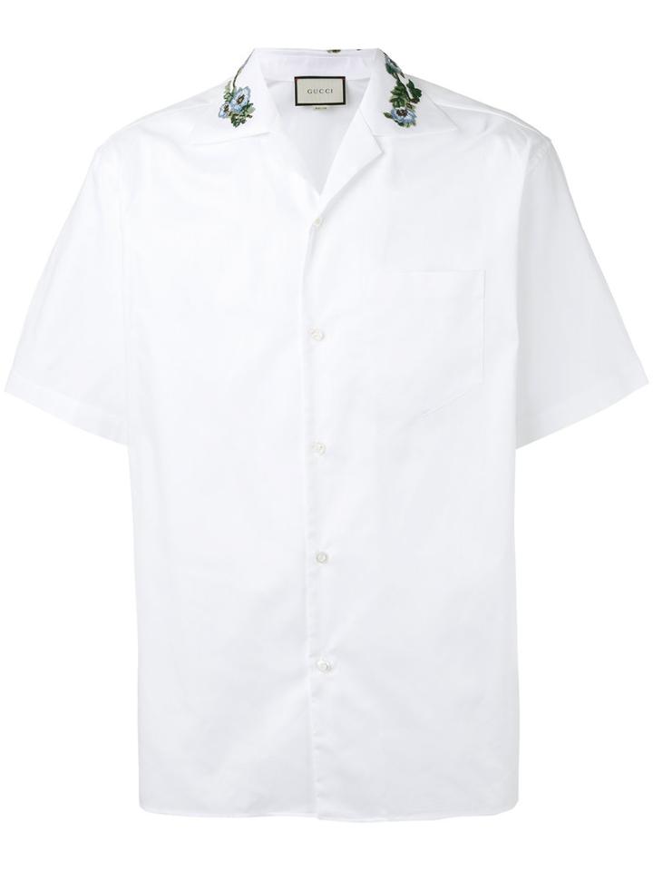 Gucci - Floral Embroidered Camp Collar Shirt - Men - Cotton - 46, White, Cotton