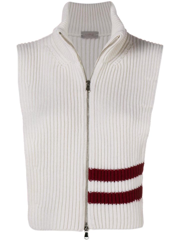 Mrz Sleeveless Zipped Vest - White
