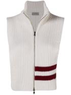 Mrz Sleeveless Zipped Vest - White