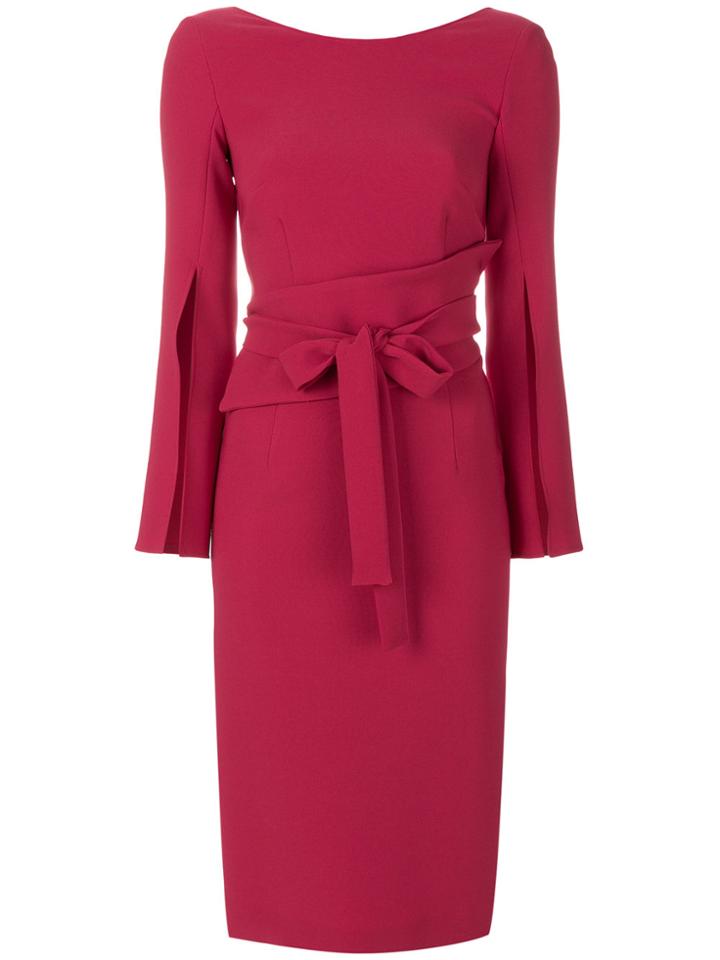 P.a.r.o.s.h. Slim-fit Tie Waist Dress - Pink & Purple