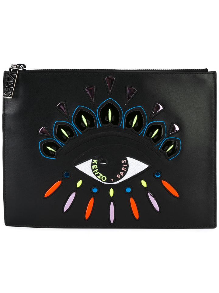 Kenzo Nagai Eye Clutch, Women's, Black, Cotton/leather/nylon/polyurethane