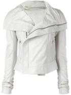 Rick Owens Leather Jacket, Women's, Size: 44, White, Leather/cupro/viscose