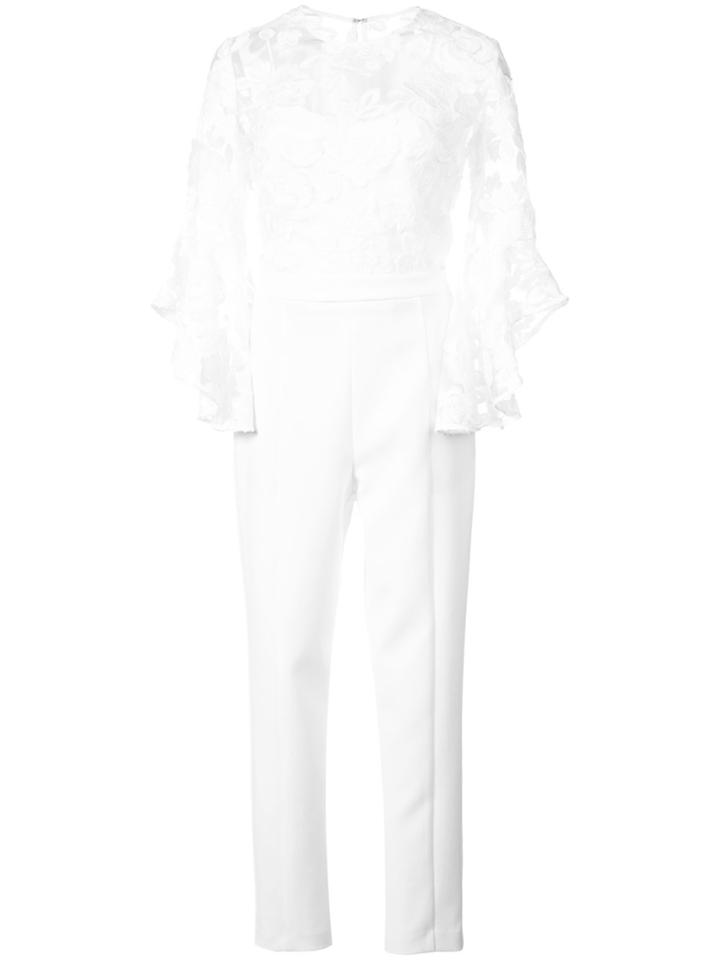 Black Halo Lace Top Jumpsuit - White