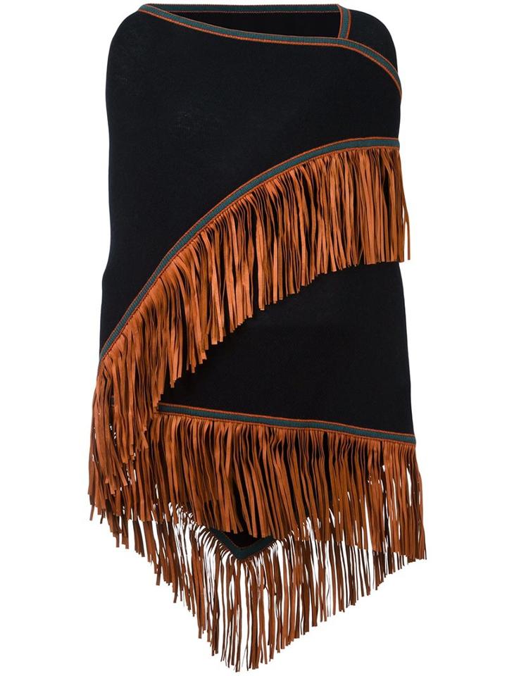 Antonia Zander 'fransenschal' Poncho, Women's, Blue, Lamb Skin/cashmere