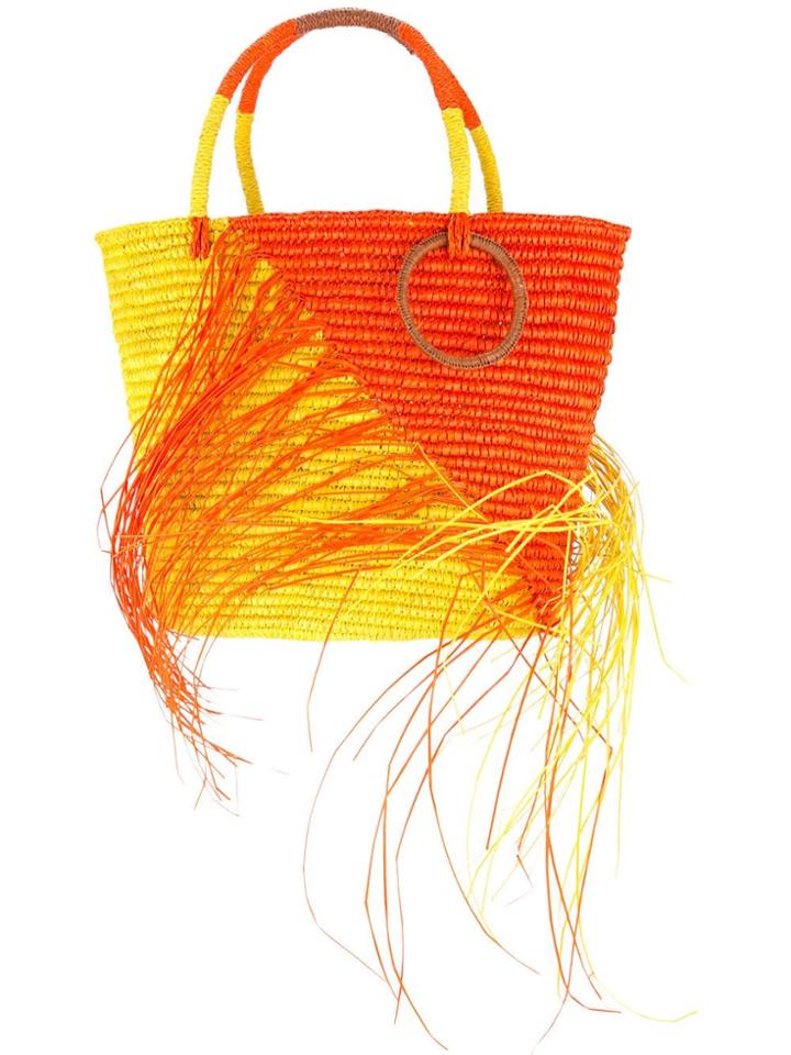 Sensi Studio Two-tone Frayed Medium Tote - Yellow
