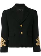 Dsquared2 - Embroidered Sleeve Jacket - Women - Polyester/spandex/elastane/acetate/brass - 40, Black, Polyester/spandex/elastane/acetate/brass