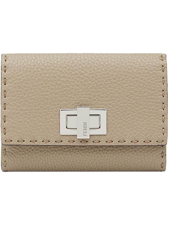 Fendi Stitch Detail Wallet - Neutrals