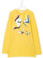 Fendi Kids - Geometric Butterfly Print T-shirt - Kids - Cotton - 14 Yrs, Yellow/orange