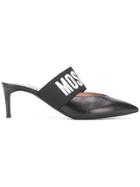 Moschino Logo Strap Mules - Black