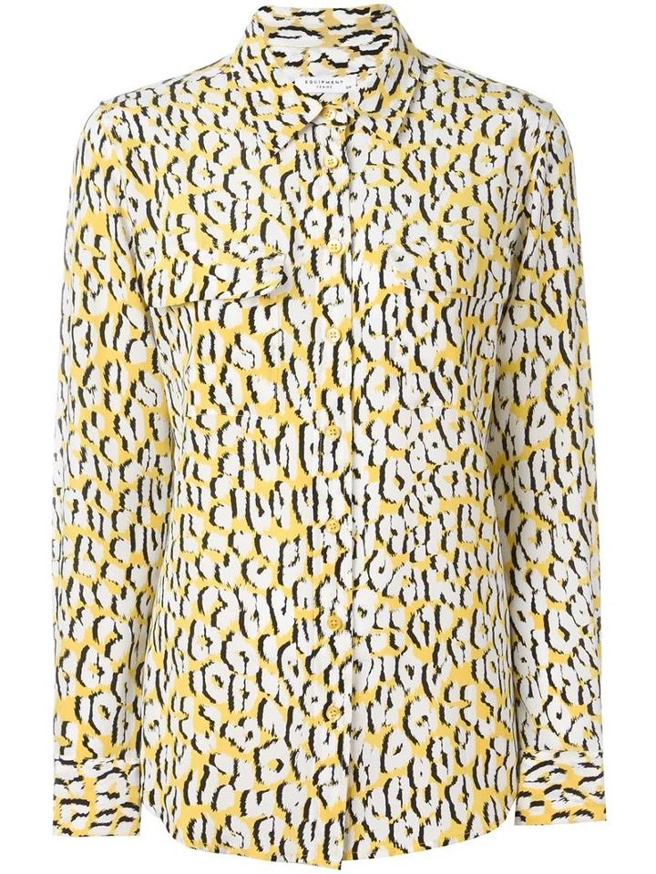 Equipment Leopard Print Shirt, Women's, Size: Xs, Yellow/orange, Silk