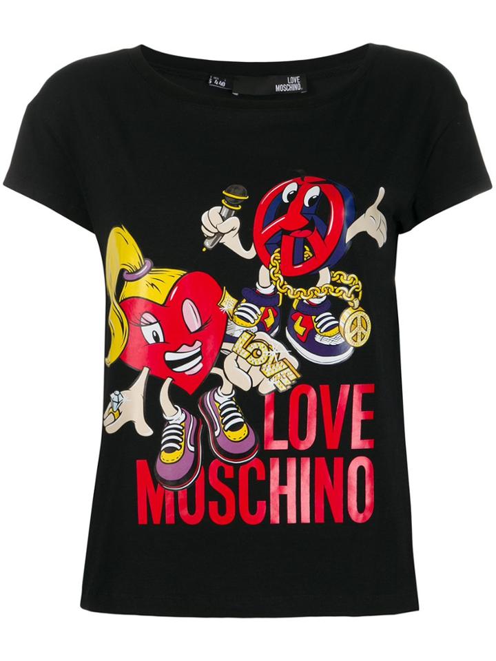 Love Moschino Short Sleeve Boat Print T-shirt - Black
