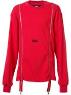 Hood By Air Zipped Detailing Sweatshirt, Men's, Size: Medium, Red, Cotton/spandex/elastane