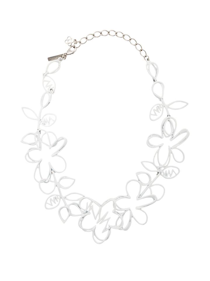 Oscar De La Renta Botanical Scribble Necklace - White
