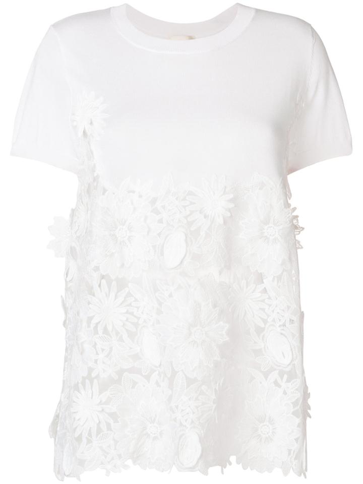 Semicouture Floral Embellished T-shirt - White