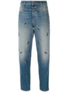 Closed - Embroidered Cropped Jeans - Women - Cotton/spandex/elastane - 29, Blue, Cotton/spandex/elastane
