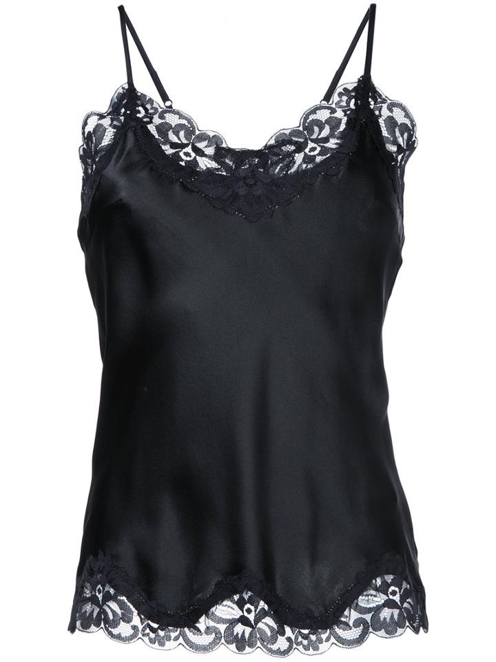 Gold Hawk - Lace Trim Cami Top - Women - Silk/nylon - M, Black, Silk/nylon