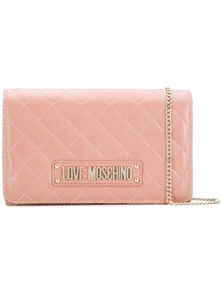 Love Moschino Quilted Faux Leather Cross Body Bag - Pink