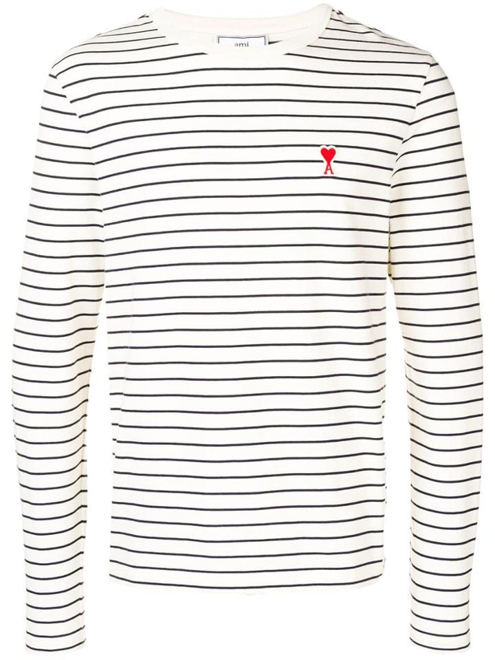 Ami Alexandre Mattiussi Long Sleeved Striped Tee Shirt With Ami De