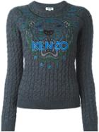 Kenzo 'tiger' Cable Knit Jumper - Grey