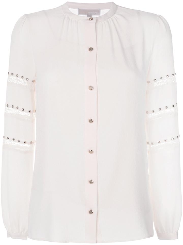 Michael Michael Kors Lace Stripe Stud Shirt - Nude & Neutrals