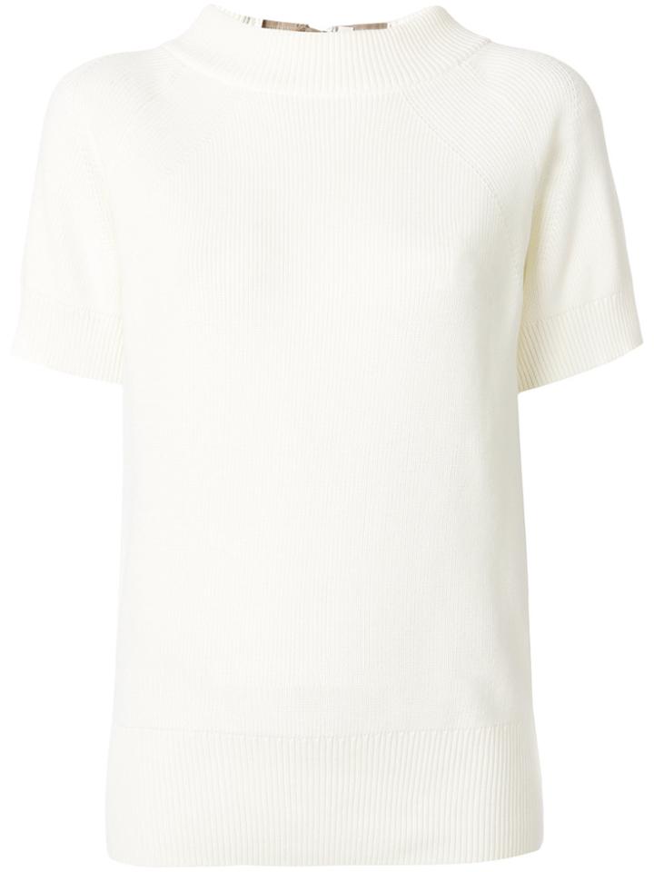 Sacai Rear Ruffled Zip Sweater - Nude & Neutrals