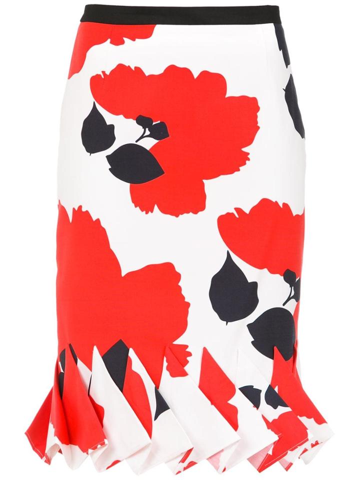 Reinaldo Lourenço Floral Pencil Skirt - Red