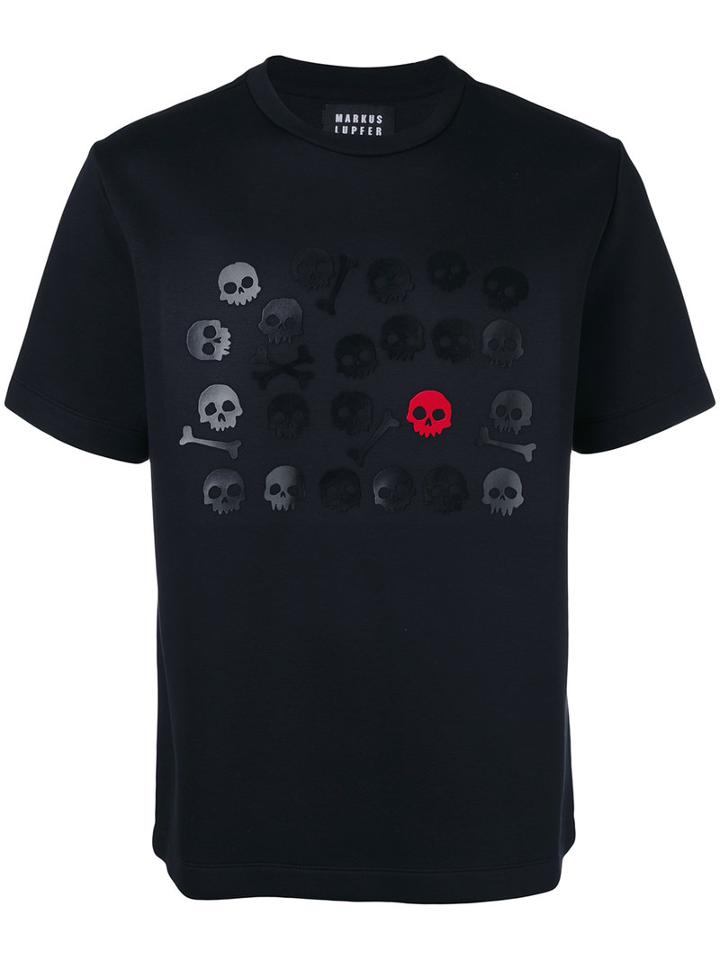 Markus Lupfer Skull And Bones Applique T- Shirt, Men's, Size: Medium, Black, Spandex/elastane/viscose