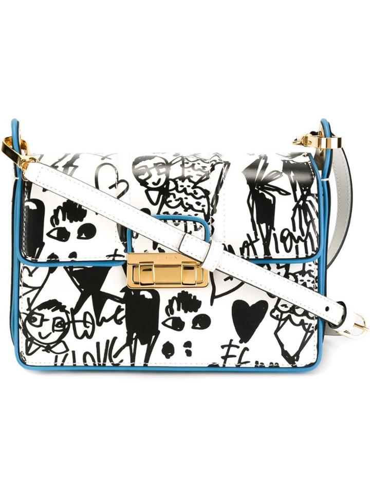 Lanvin 'jiji' Sketch Print Shoulder Bag - Black