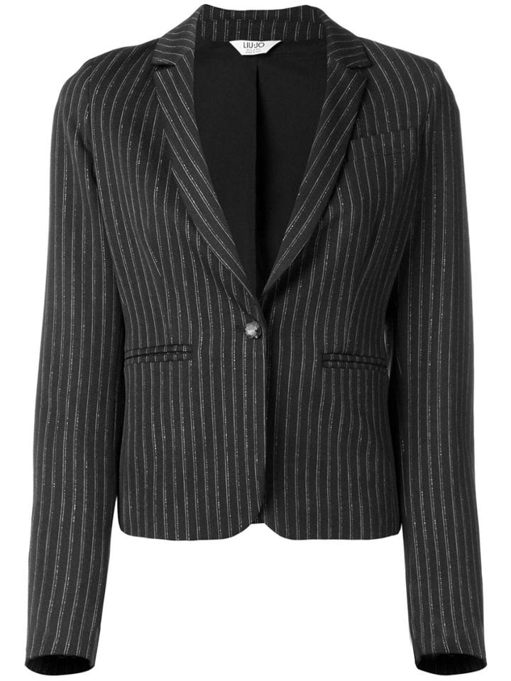 Liu Jo Fitted Pinstriped Blazer - Black