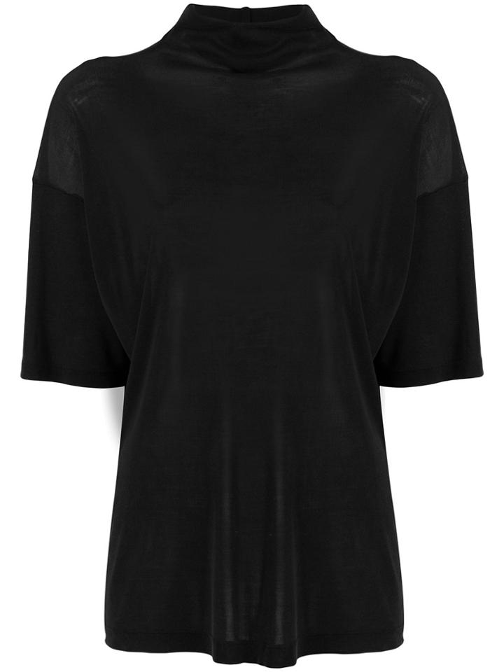 Unravel Project Turtleneck Short Sleeve Top - Black
