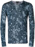 Emporio Armani Printed Long Sleeve T-shirt - Blue